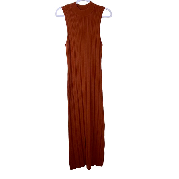 Wayf Brown Rust Sleeveless Mock Neck Midi Dress NWT Size XL - Picture 1 of 7